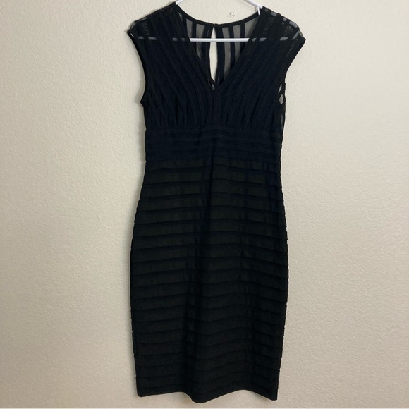 Adrianna Papell Dresses & Skirts - Adrianna Papell Cocktail Bodycon Dress with Mesh Detail - Size 8 - Black